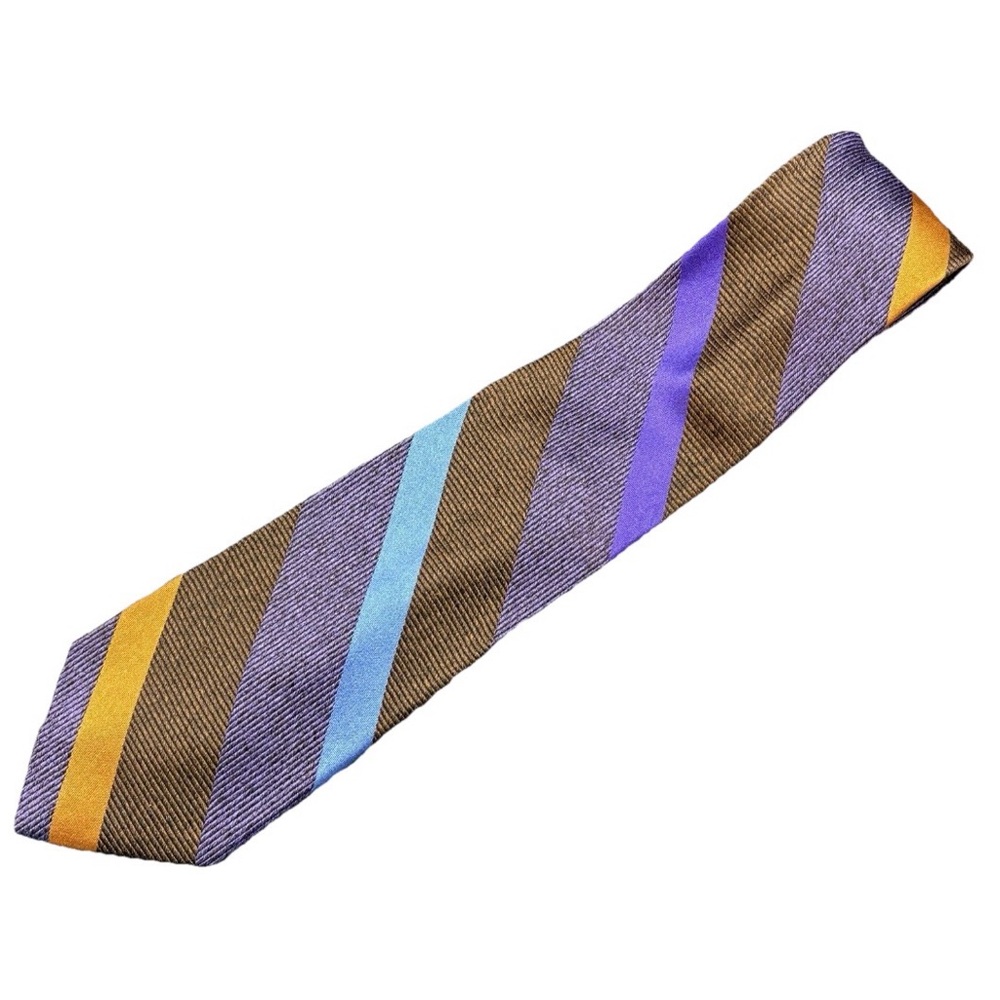 Silk Striped Dress Tie Workwear Preppy Italy Classic